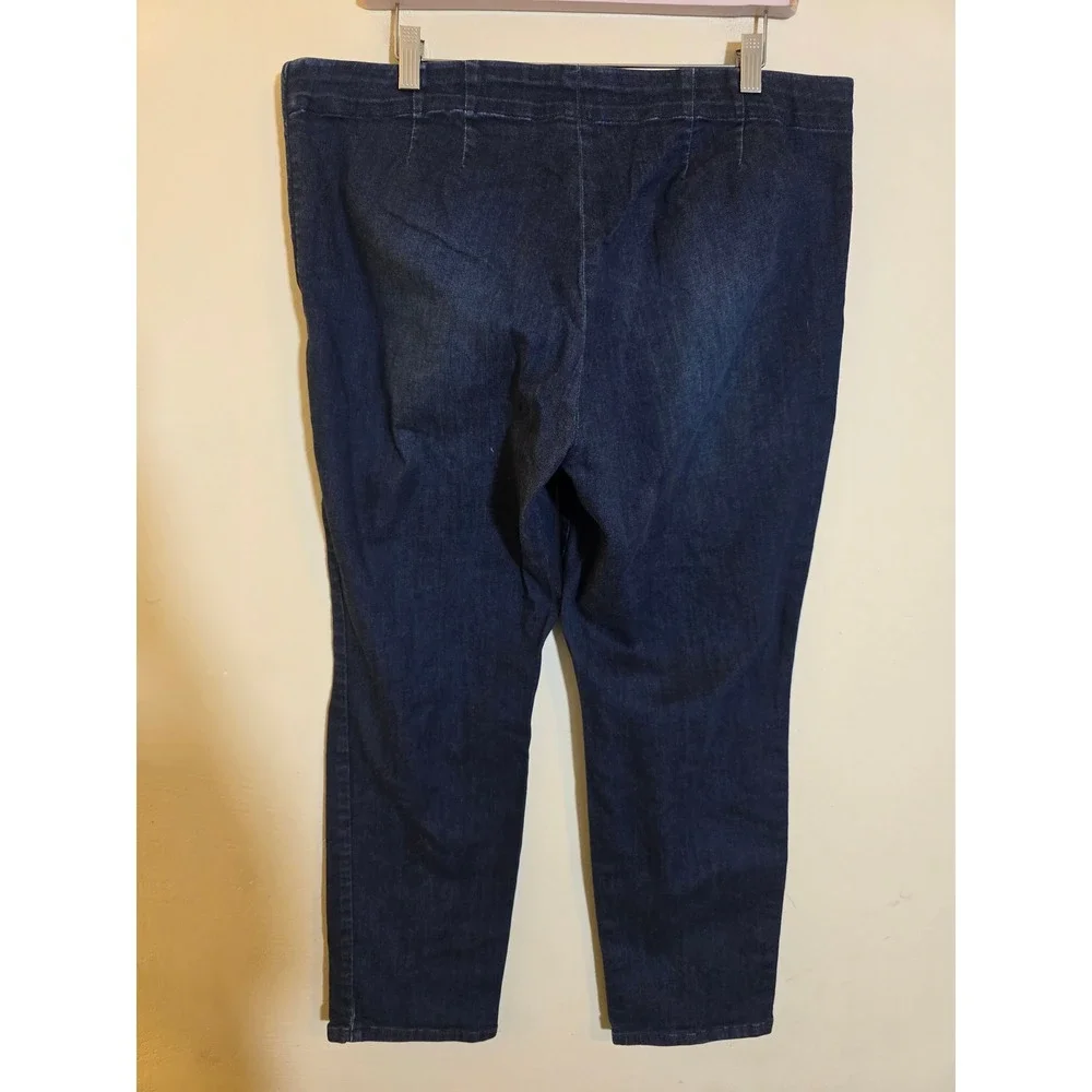Talbots Heritage Ankle Jeans Womens 16P Dark Wash Pull On Stretch Denim Slim Leg
